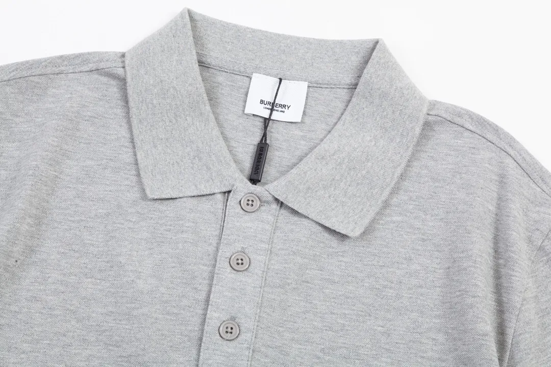 BURBERRY Classic Lo GO ， Retro Same Style Polo Versatile : Gray Size：M-2XL